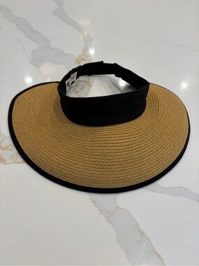 Capelli of New York Tan Straw Visor with Black Band